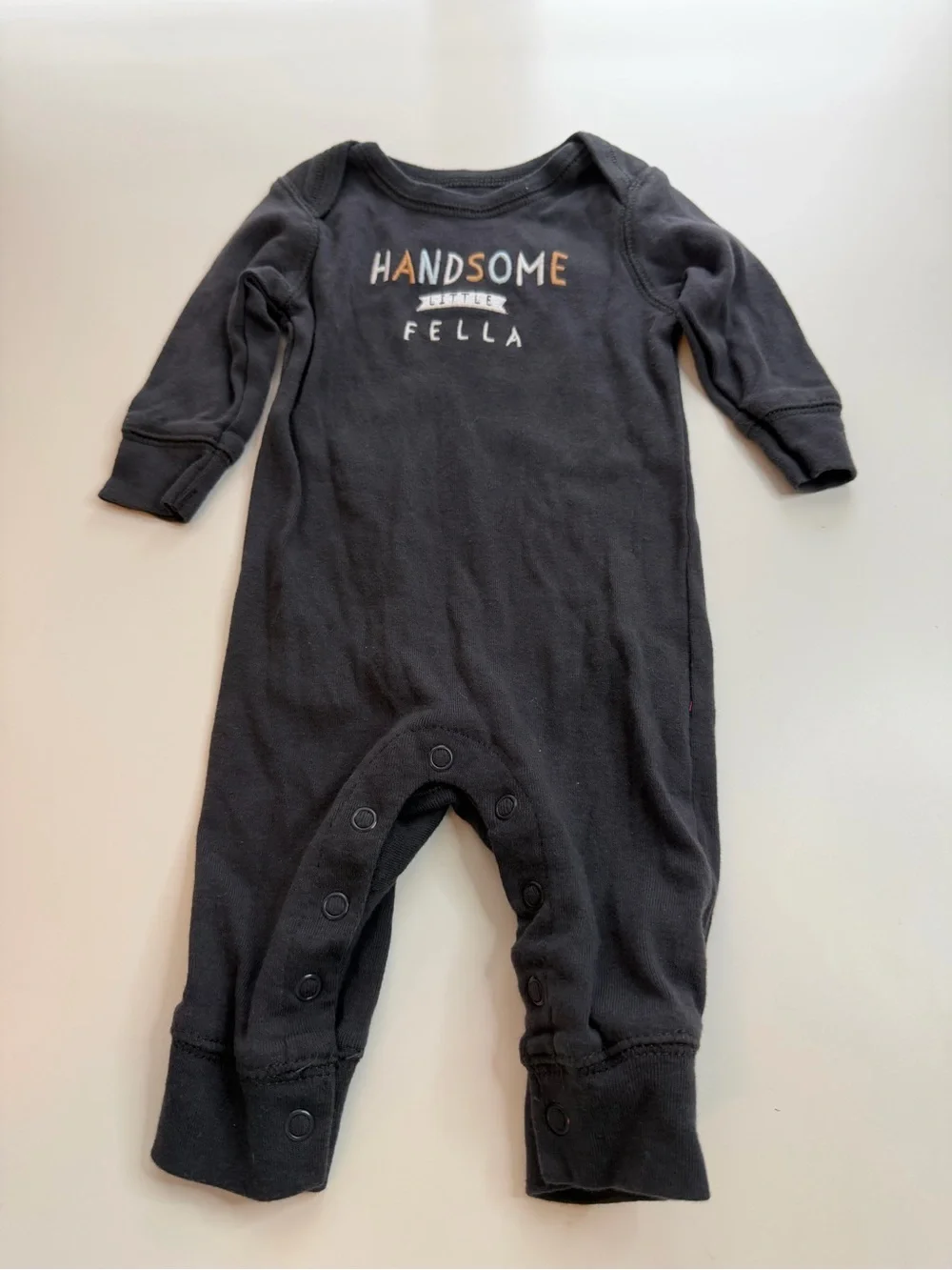 Carter's Black 'Handsome Fella' Long-Sleeve Footie